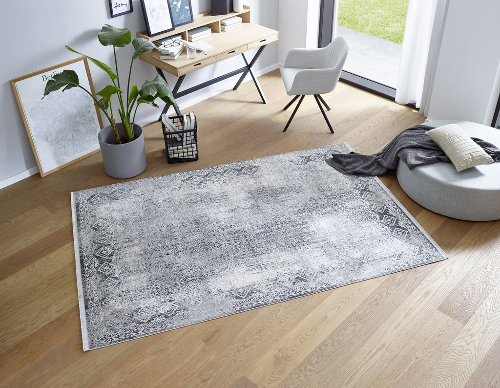 Terrava Wohnteppich, Grau/Creme, Raumbild