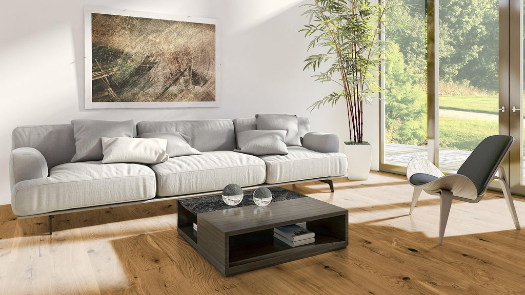 Valdoro Eiche Rustikal geölt – Parkett-Landhausdiele 220 × 20,9 cm – Raumbeispiel 2