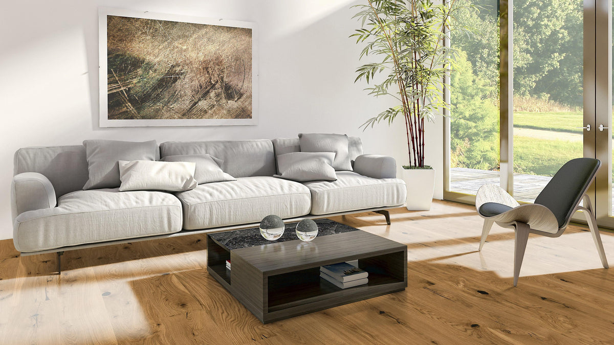 Valdoro Eiche Rustikal geölt – Parkett-Landhausdiele 220 × 20,9 cm – Raumbeispiel 2