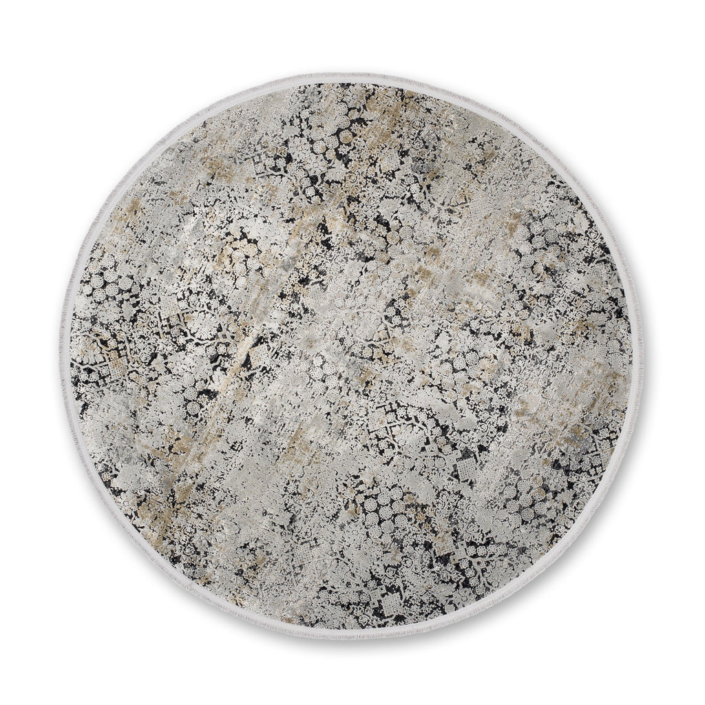 Velora Wohnteppich, Anthrazit/Silber, rund