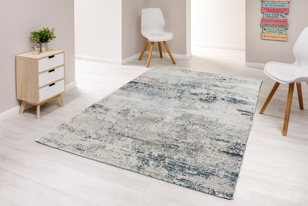 Vintara Wohnteppich, Blau/Creme, Raumbild