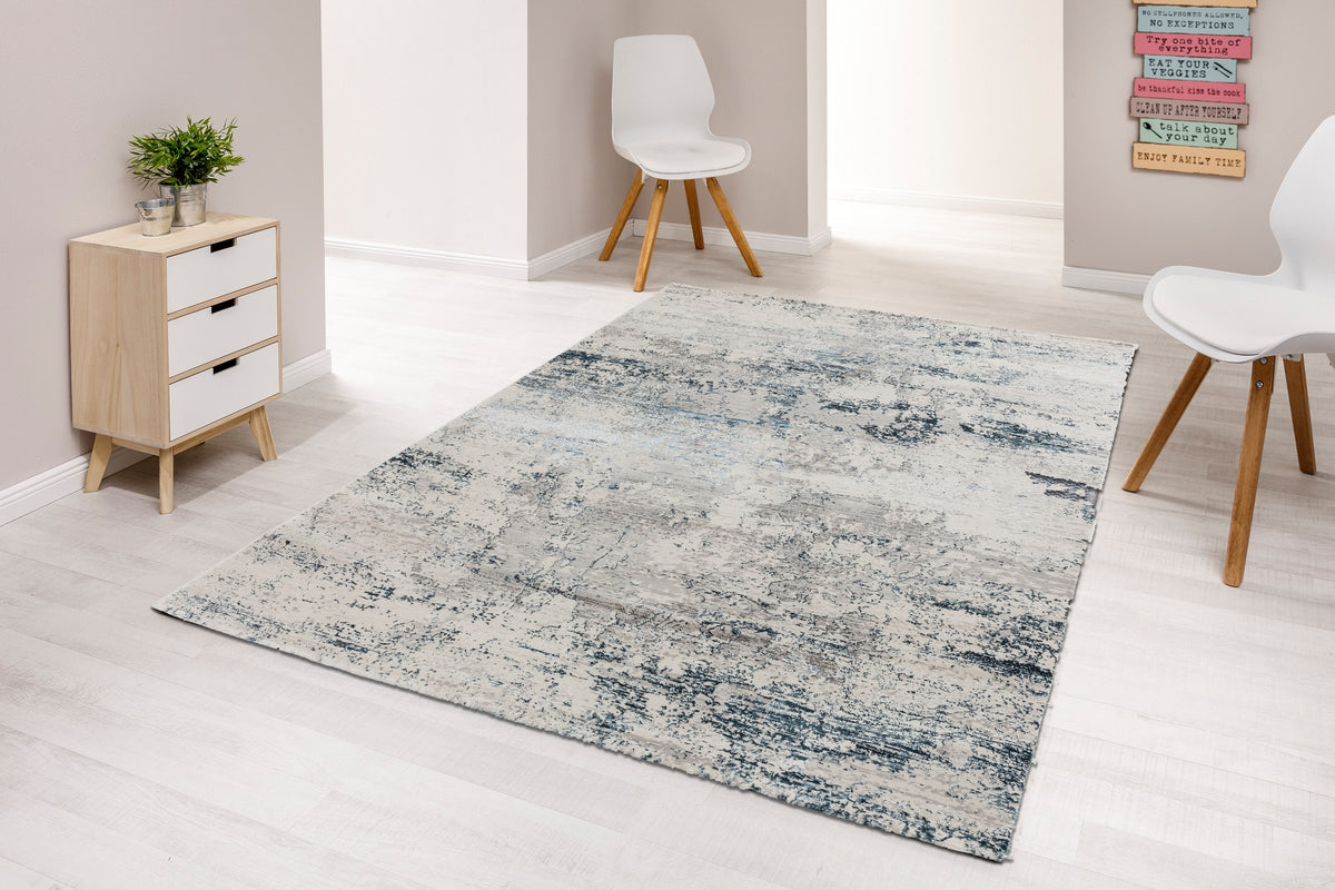 Vintara Wohnteppich, Blau/Creme, Raumbild